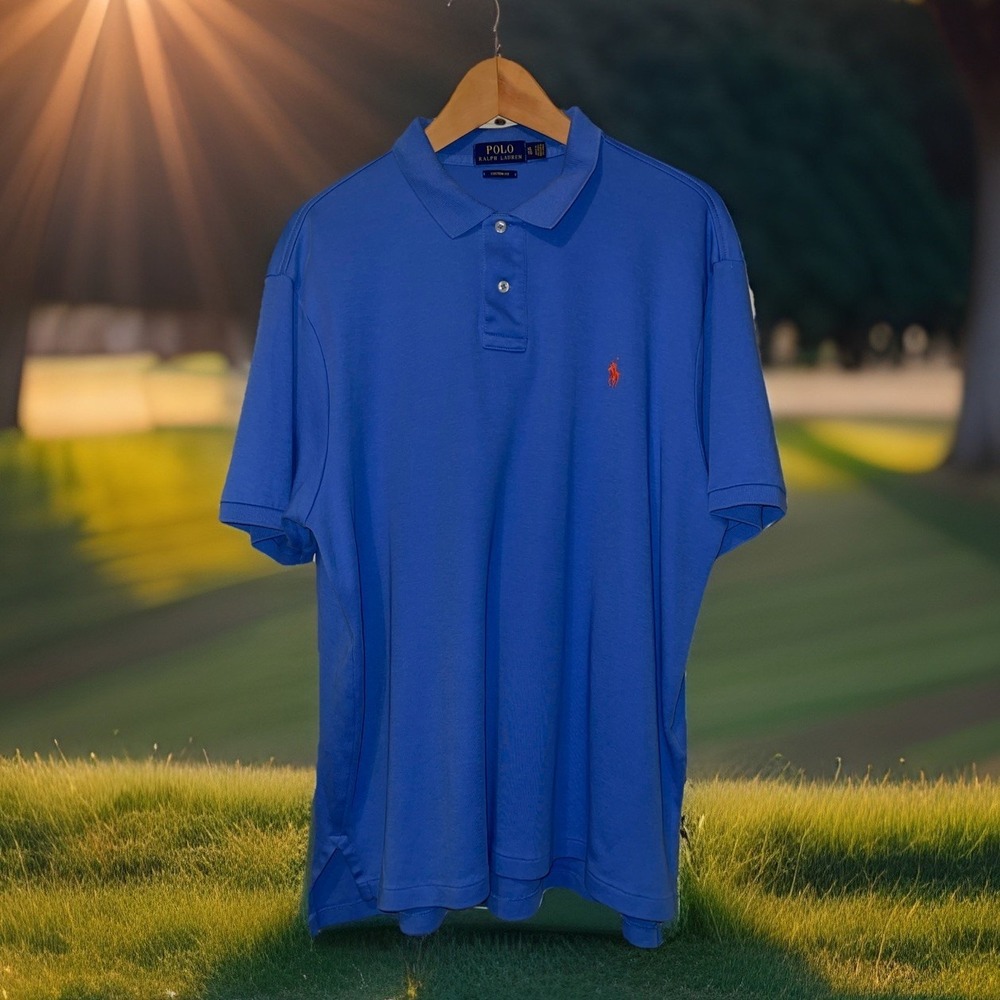 Polo Ralph Lauren Custom Fit Polo Shirt Men XL Blue Short Sleeve
